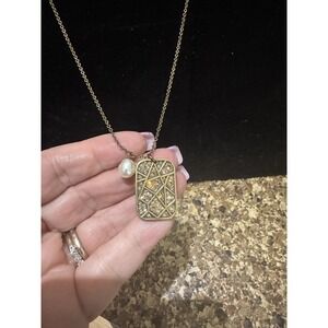 Touchstone Crystal Geology Pendant Antique Necklace 20" NEW‎